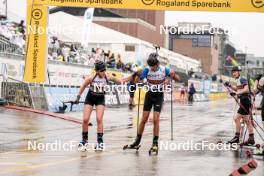 03.08.2024, Sandnes, Norway (NOR): Antonia Mia Samseth (NOR), Oscar Magnus Samseth (NOR), (l-r) - BLINK24 Festival Biathlon - Sandnes (NOR). www.nordicfocus.com. © Nordnes/NordicFocus. Every downloaded picture is fee-liable.