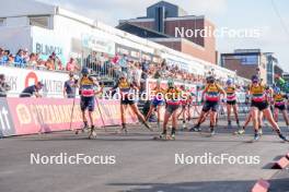 02.08.2024, Sandnes, Norway (NOR): Lou Jeanmonnot (FRA), Karoline Offigstad Knotten (NOR), Justine Braisaz-Bouchet (FRA), Julia Simon (FRA), Elvira Oeberg (SWE), (l-r) - BLINK24 Festival Biathlon - Sandnes (NOR). www.nordicfocus.com. © Manzoni/NordicFocus. Every downloaded picture is fee-liable.