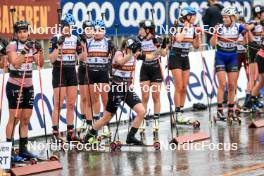 03.08.2024, Sandnes, Norway (NOR): Julia Simon (FRA), Asne Skrede (NOR), Gro Randby (NOR), Lou Jeanmonnot (FRA), (l-r) - BLINK24 Festival Biathlon - Sandnes (NOR). www.nordicfocus.com. © Manzoni/NordicFocus. Every downloaded picture is fee-liable.