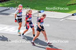 02.08.2024, Sandnes, Norway (NOR): Hanna Kebinger (GER), Juni Arnekleiv (NOR), Elvira Oeberg (SWE), (l-r) - BLINK24 Festival Biathlon - Sandnes (NOR). www.nordicfocus.com. © Manzoni/NordicFocus. Every downloaded picture is fee-liable.