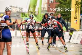 03.08.2024, Sandnes, Norway (NOR): Mari Torsteinsrud (NOR), Eirik Sporaland (NOR), (l-r) - BLINK24 Festival Biathlon - Sandnes (NOR). www.nordicfocus.com. © Nordnes/NordicFocus. Every downloaded picture is fee-liable.