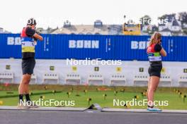 02.08.2024, Sandnes, Norway (NOR): Eric Perrot (FRA), Oda Stoeen Kolkinn (NOR), (l-r) - BLINK24 Festival Biathlon - Sandnes (NOR). www.nordicfocus.com. © Nordnes/NordicFocus. Every downloaded picture is fee-liable.