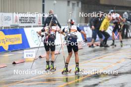 03.08.2024, Sandnes, Norway (NOR): Lou Jeanmonnot (FRA), Quentin Fillon Maillet (FRA), (l-r) - BLINK24 Festival Biathlon - Sandnes (NOR). www.nordicfocus.com. © Manzoni/NordicFocus. Every downloaded picture is fee-liable.