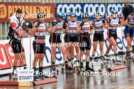 03.08.2024, Sandnes, Norway (NOR): Julia Simon (FRA), Asne Skrede (NOR), Gro Randby (NOR), Lou Jeanmonnot (FRA), Marte Johansen (NOR), Frida Tormodsgaard Dokken (NOR), (l-r) - BLINK24 Festival Biathlon - Sandnes (NOR). www.nordicfocus.com. © Manzoni/NordicFocus. Every downloaded picture is fee-liable.