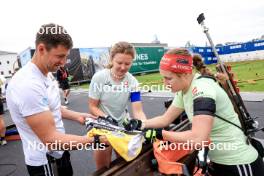 03.08.2024, Sandnes, Norway (NOR): Philipp Nawrath (GER), Selina Grotian (GER), Janina Hettich-Walz (GER), (l-r) - BLINK24 Festival Biathlon - Sandnes (NOR). www.nordicfocus.com. © Manzoni/NordicFocus. Every downloaded picture is fee-liable.