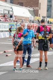 02.08.2024, Sandnes, Norway (NOR): Oda Stoeen Kolkinn (NOR), Eric Perrot (FRA), (l-r) - BLINK24 Festival Biathlon - Sandnes (NOR). www.nordicfocus.com. © Nordnes/NordicFocus. Every downloaded picture is fee-liable.