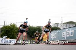 03.08.2024, Sandnes, Norway (NOR): Guro Femsteinevik (NOR), Synne Lund Fla (NOR), (l-r) - BLINK24 Festival Biathlon - Sandnes (NOR). www.nordicfocus.com. © Nordnes/NordicFocus. Every downloaded picture is fee-liable.