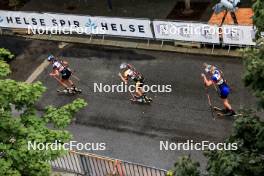 03.08.2024, Sandnes, Norway (NOR): Frida Tormodsgaard Dokken (NOR), Eline Grue (NOR), Ragnhild Femsteinevik (NOR), (l-r) - BLINK24 Festival Biathlon - Sandnes (NOR). www.nordicfocus.com. © Manzoni/NordicFocus. Every downloaded picture is fee-liable.