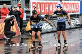 03.08.2024, Sandnes, Norway (NOR): Mathieu Garcia (FRA), Oscar Lombardot (FRA), (l-r) - BLINK24 Festival Biathlon - Sandnes (NOR). www.nordicfocus.com. © Manzoni/NordicFocus. Every downloaded picture is fee-liable.