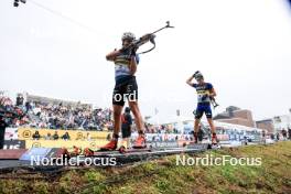 03.08.2024, Sandnes, Norway (NOR): Emilien Jacquelin (FRA), Petter Austberg Bjoern (NOR), (l-r) - BLINK24 Festival Biathlon - Sandnes (NOR). www.nordicfocus.com. © Manzoni/NordicFocus. Every downloaded picture is fee-liable.