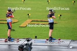 03.08.2024, Sandnes, Norway (NOR): Juni Arnekleiv (NOR), Sophie Chauveau (FRA), (l-r) - BLINK24 Festival Biathlon - Sandnes (NOR). www.nordicfocus.com. © Manzoni/NordicFocus. Every downloaded picture is fee-liable.