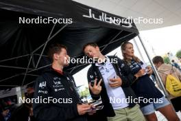 03.08.2024, Sandnes, Norway (NOR): Sturla Holm Laegreid (NOR), Tarjei Boe (NOR), Karoline Offigstad Knotten (NOR), (l-r) - BLINK24 Festival Biathlon - Sandnes (NOR). www.nordicfocus.com. © Manzoni/NordicFocus. Every downloaded picture is fee-liable.