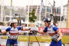 03.08.2024, Sandnes, Norway (NOR): Frida Dahl (NOR), Vetle Rype Paulsen (NOR), (l-r) - BLINK24 Festival Biathlon - Sandnes (NOR). www.nordicfocus.com. © Nordnes/NordicFocus. Every downloaded picture is fee-liable.