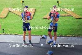 02.08.2024, Sandnes, Norway (NOR): Quentin Fillon Maillet (FRA), Emilien Jacquelin (FRA), (l-r) - BLINK24 Festival Biathlon - Sandnes (NOR). www.nordicfocus.com. © Nordnes/NordicFocus. Every downloaded picture is fee-liable.