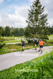 06.06.2024, Lavaze, Italy (ITA): Malte Stefansson (SWE), Anton Ivarsson (SWE), Viktor Brandt (SWE), (l-r)  - Biathlon summer training, Lavaze (ITA). www.nordicfocus.com. © Barbieri/NordicFocus. Every downloaded picture is fee-liable.