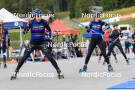 15.09.2024, Lenzerheide, Switzerland (SUI): Lou Jeanmonnot (FRA), Gilonne Guigonnat (FRA), (l-r) - Sommer Nordic Event 2024, Sommer Biathlon Cup, Lenzerheide (SUI). www.nordicfocus.com. © Manzoni/NordicFocus. Every downloaded picture is fee-liable.