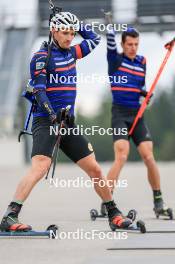 02.07.2024, Premanon, France (FRA): Fabien Claude (FRA), Quentin Fillon Maillet (FRA), (l-r) - Biathlon summer training, Premanon (FRA). www.nordicfocus.com. © Manzoni/NordicFocus. Every downloaded picture is fee-liable.