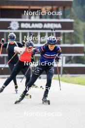 15.09.2024, Lenzerheide, Switzerland (SUI): Aita Gasparin (SUI), Lea Meier (SUI), Lou Jeanmonnot (FRA), (l-r) - Sommer Nordic Event 2024, Sommer Biathlon Cup, Lenzerheide (SUI). www.nordicfocus.com. © Manzoni/NordicFocus. Every downloaded picture is fee-liable.