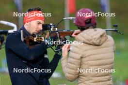 10.09.2024, Lenzerheide, Switzerland (SUI): Joscha Burkhalter (SUI), Sandra Flunger (AUT) coach Team Switzerland, (l-r) - Biathlon summer training, Lenzerheide (SUI). www.nordicfocus.com. © Manzoni/NordicFocus. Every downloaded picture is fee-liable.