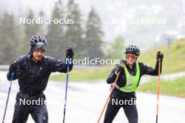 21.05.2024, Lenzerheide, Switzerland (SUI): Joscha Burkhalter (SUI), Aita Gasparin (SUI), (l-r) - Biathlon summer training, Lenzerheide (SUI). www.nordicfocus.com. © Manzoni/NordicFocus. Every downloaded picture is fee-liable.