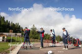 22.10.2024, Lavaze, Italy (ITA): Sturla Holm Laegreid (NOR), Siegfried Mazet (FRA), Vetle Sjaastad Christiansen (NOR), Egil Kristiansen (NOR), (l-r)  - Biathlon summer training, Lavaze (ITA). www.nordicfocus.com. © Vanzetta/NordicFocus. Every downloaded picture is fee-liable.