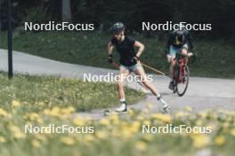 19.05.2024, Forni Avoltri, Italy (ITA): Rebecca Passler (ITA), Mirco Romanin (ITA), coach Team Italy, (l-r) - Biathlon summer training, Forni Avoltri (ITA). www.nordicfocus.com. © Del Fabbro/NordicFocus. Every downloaded picture is fee-liable.