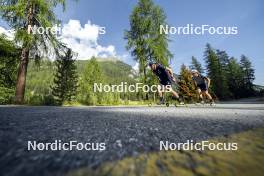 27.08.2024, Martell, Italy (ITA): Lukas Hofer (ITA), Didier Bionaz (ITA), (l-r) - Biathlon summer training, Martell (ITA). www.nordicfocus.com. © Vanzetta/NordicFocus. Every downloaded picture is fee-liable.