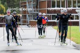 10.09.2024, Lenzerheide, Switzerland (SUI): Sebastian Stalder (SUI), Gion Stalder (SUI), Lea Meier (SUI), Lena Haecki-Gross (SUI), Irene Cadurisch (SUI), Joscha Burkhalter (SUI), Niklas Hartweg (SUI), (l-r) - Biathlon summer training, Lenzerheide (SUI). www.nordicfocus.com. © Manzoni/NordicFocus. Every downloaded picture is fee-liable.