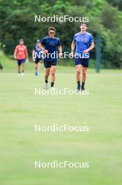 03.07.2024, Saint-Claude, France (FRA): Oscar Lombardot (FRA), Fabien Claude (FRA), (l-r) - Biathlon summer training, Premanon (FRA). www.nordicfocus.com. © Manzoni/NordicFocus. Every downloaded picture is fee-liable.