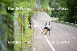 20.06.2024, Lavaze, Italy (ITA): Dorothea Wierer (ITA), Patrick Braunhofer (ITA), (l-r)  - Biathlon summer training, Lavaze (ITA). www.nordicfocus.com. © Vanzetta/NordicFocus. Every downloaded picture is fee-liable.