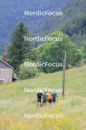 02.07.2024, Premanon, France (FRA): Emilien Jacquelin (FRA), Oscar Lombardot (FRA), Fabien Claude (FRA), Eric Perrot (FRA), (l-r) - Biathlon summer training, Premanon (FRA). www.nordicfocus.com. © Manzoni/NordicFocus. Every downloaded picture is fee-liable.