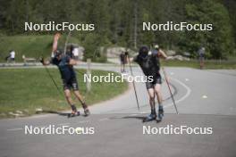 18.06.2024, Correncon-en-Vercors, France (FRA): Emilien Claude (FRA), Valentin Lejeune (FRA), (l-r) - Biathlon summer training, Correncon-en-Vercors (FRA). www.nordicfocus.com. © Joly/NordicFocus. Every downloaded picture is fee-liable.