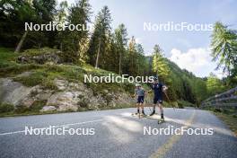 27.08.2024, Martell, Italy (ITA): Didier Bionaz (ITA), Lukas Hofer (ITA), (l-r) - Biathlon summer training, Martell (ITA). www.nordicfocus.com. © Vanzetta/NordicFocus. Every downloaded picture is fee-liable.