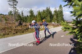 22.10.2024, Lavaze, Italy (ITA): Sturla Holm Laegreid (NOR), Johannes Thingnes Boe (NOR), (l-r)  - Biathlon summer training, Lavaze (ITA). www.nordicfocus.com. © Vanzetta/NordicFocus. Every downloaded picture is fee-liable.