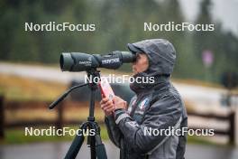 27.09.2024, Lavaze, Italy (ITA): Jonne Kahkonen (FIN), coach Team Italy - Biathlon summer training, Lavaze (ITA). www.nordicfocus.com. © Barbieri/NordicFocus. Every downloaded picture is fee-liable.