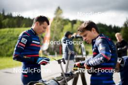 15.06.2024, Correncon-en-Vercors, France (FRA): Quentin Fillon Maillet (FRA), Oscar Lombardot (FRA), (l-r) - Biathlon summer training, Correncon-en-Vercors (FRA). www.nordicfocus.com. © Joly/NordicFocus. Every downloaded picture is fee-liable.