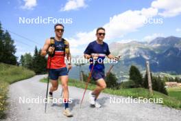 15.07.2024, Lenzerheide, Switzerland (SUI): Vincent Bonacci (USA), Vaclav Cervenka (USA), (l-r) - Biathlon summer training, Lenzerheide (SUI). www.nordicfocus.com. © Manzoni/NordicFocus. Every downloaded picture is fee-liable.