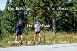 05.09.2024, Font-Romeu, France (FRA): Ella Halvarsson (SWE), Sara Andersson (SWE), (l-r) - Biathlon summer training, Font-Romeu (FRA). www.nordicfocus.com. © Authamayou/NordicFocus. Every downloaded picture is fee-liable.