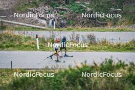 30.09.2024, Lavaze, Italy (ITA): Lisa Vittozzi (ITA), Mirco Romanin (ITA), coach Team Italy, (l-r) - Biathlon summer training, Lavaze (ITA). www.nordicfocus.com. © Barbieri/NordicFocus. Every downloaded picture is fee-liable.