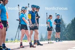 06.06.2024, Lavaze, Italy (ITA): Anna-Karin Heijdenberg (SWE), Emil Nykvist (SWE), Anton Ivarsson (SWE), Anna Magnusson (SWE), Jesper Nelin (SWE), (l-r)  - Biathlon summer training, Lavaze (ITA). www.nordicfocus.com. © Barbieri/NordicFocus. Every downloaded picture is fee-liable.