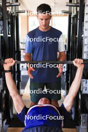 18.07.2024, Lenzerheide, Switzerland (SUI): Emil Bormetti (ITA), Coach Team USA, Campbell Wright (NZL), (l-r) - Biathlon summer training, Lenzerheide (SUI). www.nordicfocus.com. © Manzoni/NordicFocus. Every downloaded picture is fee-liable.