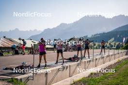 31.07.2024, Lavaze, Italy (ITA): Lisa Osl (AUT), Dunja Zdouc (AUT), Tamara Steiner (AUT), Anna Andexer (AUT), Anna Juppe (AUT), Lea Rothschopf (AUT), Lara Wagner (AUT), (l-r)  - Biathlon summer training, Lavaze (ITA). www.nordicfocus.com. © Barbieri/NordicFocus. Every downloaded picture is fee-liable.