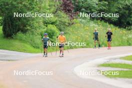 02.07.2024, Premanon, France (FRA): Oscar Lombardot (FRA), Fabien Claude (FRA), Eric Perrot (FRA), Emilien Jacquelin (FRA), (l-r) - Biathlon summer training, Premanon (FRA). www.nordicfocus.com. © Manzoni/NordicFocus. Every downloaded picture is fee-liable.