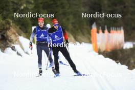 06.11.2024, Davos, Switzerland (SUI): Yingchao Kong (CHN), Yanis Keller (SUI), Sandro Bovisi (SUI), (l-r) - Biathlon training, snowfarming track, Davos (SUI). www.nordicfocus.com. © Manzoni/NordicFocus. Every downloaded picture is fee-liable.