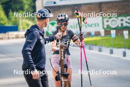 17.07.2024, Martell, Italy (ITA): Jonne Kahkonen (FIN), Beatrice Trabucchi (ITA), (l-r)  - Biathlon summer training, Martell (ITA). www.nordicfocus.com. © Barbieri/NordicFocus. Every downloaded picture is fee-liable.