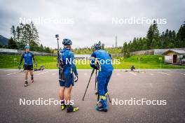 15.06.2024, Lavaze, Italy (ITA): Anton Ivarsson (SWE), Malte Stefansson (SWE), Viktor Brandt (SWE), (l-r)  - Biathlon summer training, Lavaze (ITA). www.nordicfocus.com. © Barbieri/NordicFocus. Every downloaded picture is fee-liable.