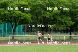 15.06.2024, Grenoble, France (FRA): Emilien Jacquelin (FRA), Oscar Lombardot (FRA), (l-r) - Biathlon summer training, Grenoble (FRA). www.nordicfocus.com. © Joly/NordicFocus. Every downloaded picture is fee-liable.