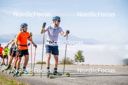 02.09.2024, Font-Romeu, France (FRA): Jesper Nelin (SWE), Sebastian Samuelsson (SWE), (l-r) - Biathlon summer training, Font-Romeu (FRA). www.nordicfocus.com. © Authamayou/NordicFocus. Every downloaded picture is fee-liable.