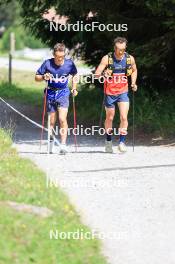 15.07.2024, Lenzerheide, Switzerland (SUI): Vaclav Cervenka (USA), Vincent Bonacci (USA), (l-r) - Biathlon summer training, Lenzerheide (SUI). www.nordicfocus.com. © Manzoni/NordicFocus. Every downloaded picture is fee-liable.