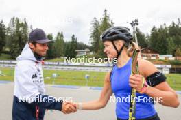 04.09.2024, Lenzerheide, Switzerland (SUI): Patrick Oberegger (ITA) coach Team Norway, Juni Arnekleiv (NOR), (l-r) - Biathlon summer training, Lenzerheide (SUI). www.nordicfocus.com. © Manzoni/NordicFocus. Every downloaded picture is fee-liable.